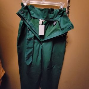 H&M Green High-Waisted Trousers